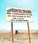 Cartel que indica contaminaciòn