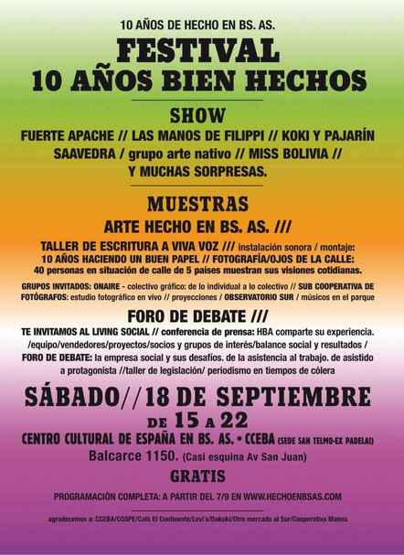 Festival de Hecho en Buenos Aires, 18 septembre 2010